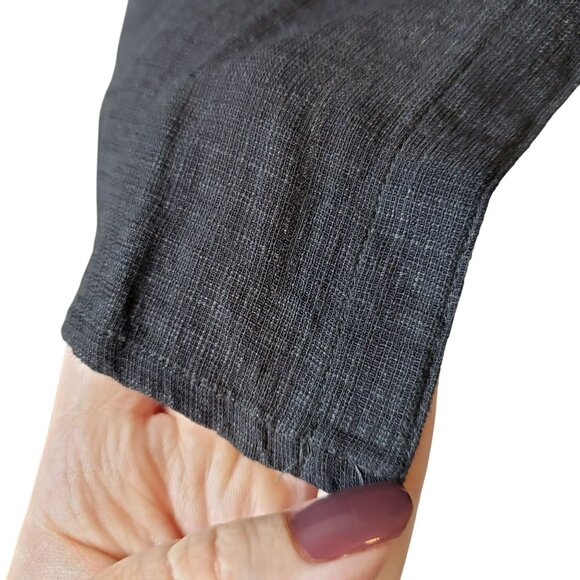 Eileen Fisher Petite Linen Viscose Black Gray Button Down Top Blouse Petite S PS - Picture 6 of 11
